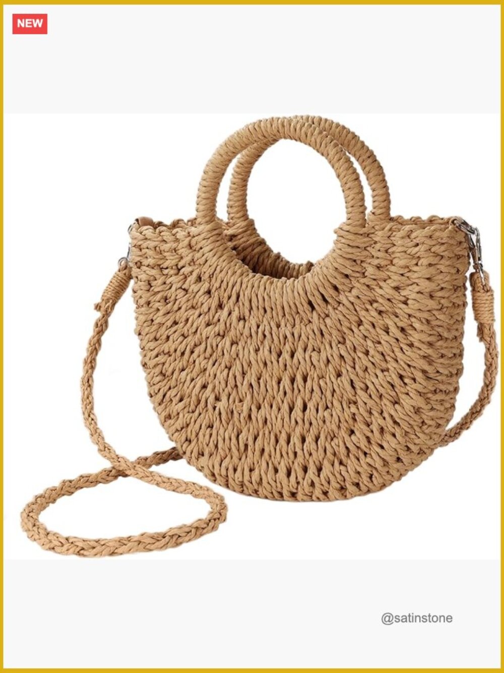 Straw Crossbody Shoulder Bag Top Handle Satchel Purse for Summer